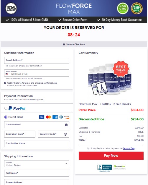 FlowForce Max Secure Order Page